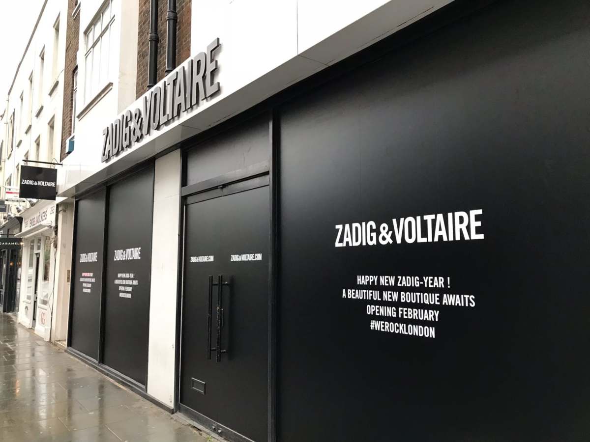 Shop Window Signs, Zadig & Voltaire - Sign Media
